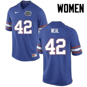 Women's Florida Gators #42 Keanu Neal NCAA Nike Blue Authentic Stitched College Football Jersey RSD1662IS